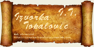 Izvorka Topalović vizit kartica